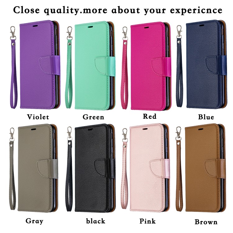 Litchi Skin Leather Wallet Case for Samsung Galaxy J4 Plus - Grey-10