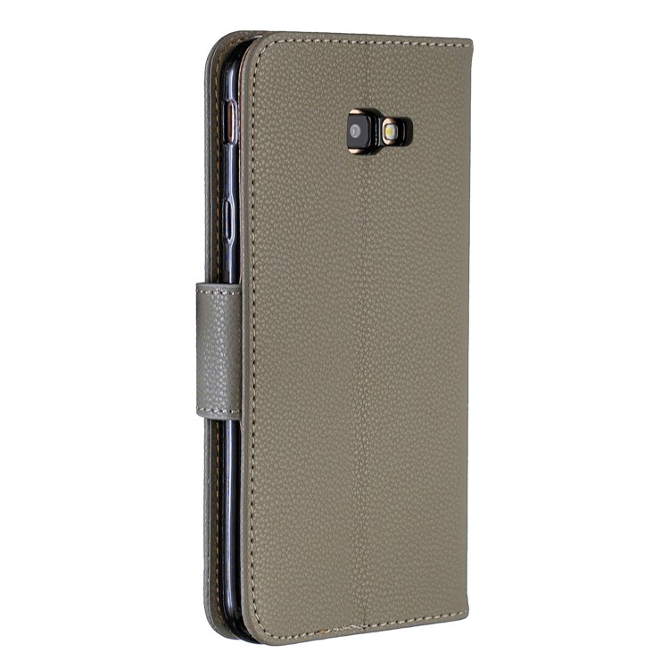 Litchi Skin Leather Wallet Case for Samsung Galaxy J4 Plus - Grey-3