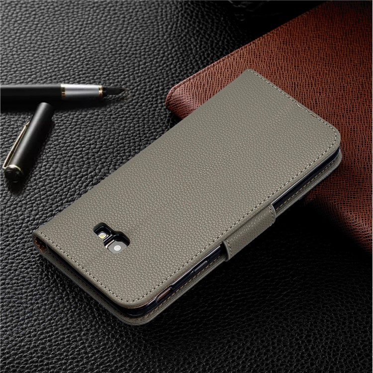 Litchi Skin Leather Wallet Case for Samsung Galaxy J4 Plus - Grey-8