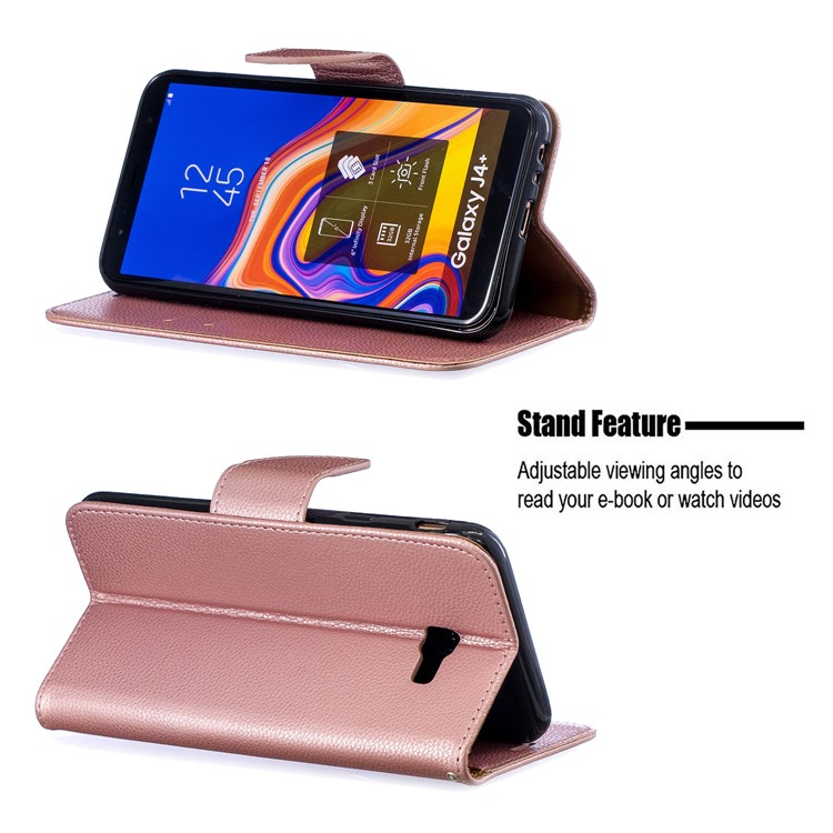 Litchi Skin Leather Wallet Case for Samsung Galaxy J4 Plus - Rose Gold-5