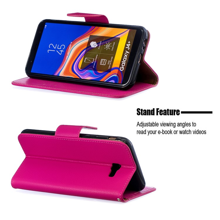 Litchi Skin Leather Wallet Case for Samsung Galaxy J4 Plus - Rose-5
