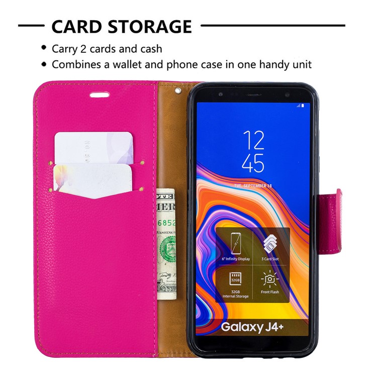 Litchi Skin Leather Wallet Case for Samsung Galaxy J4 Plus - Rose-6