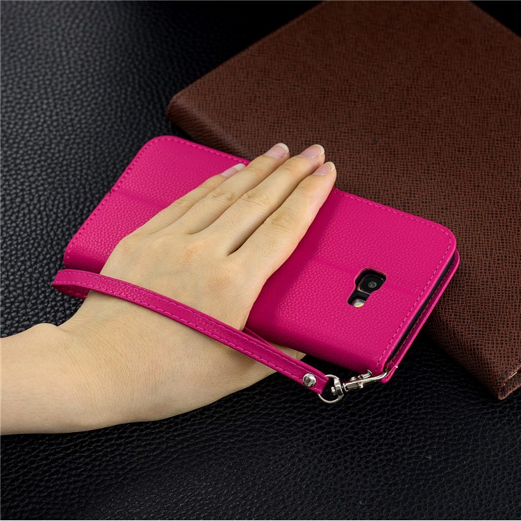 Litchi Skin Leather Wallet Case for Samsung Galaxy J4 Plus - Rose-9