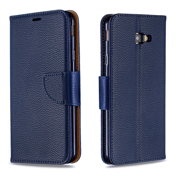 Litchi Skin Leather Wallet Case for Samsung Galaxy J4 Plus - Blue-4
