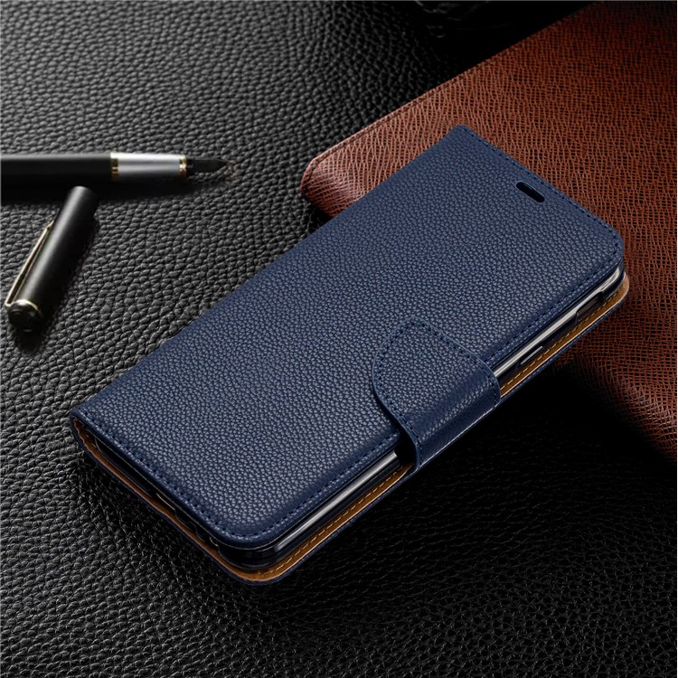 Litchi Skin Leather Wallet Case for Samsung Galaxy J4 Plus - Blue-7