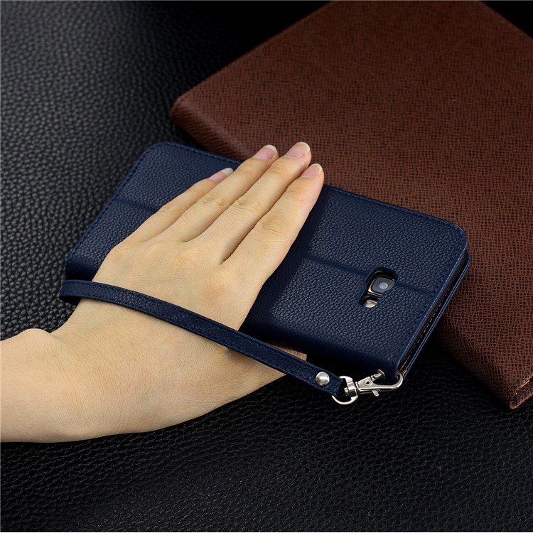 Litchi Skin Leather Wallet Case for Samsung Galaxy J4 Plus - Blue-9
