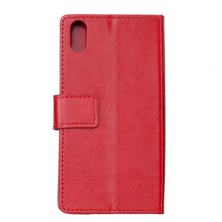 Crazy Horse Wallet Leather Stand Phone Cover for Samsung Galaxy A10e - Red-1