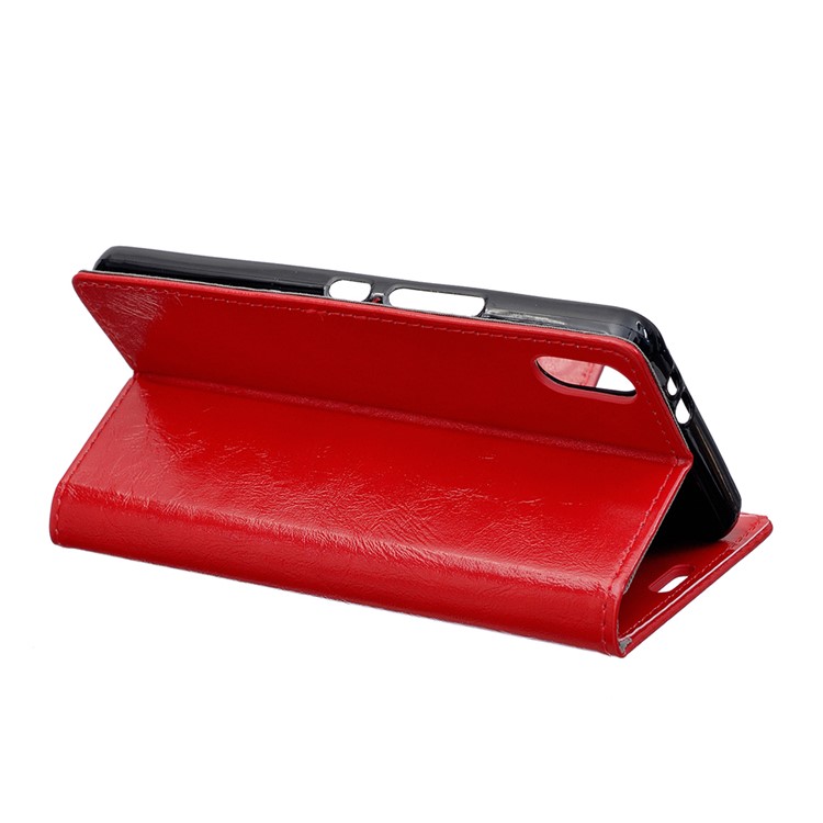 Crazy Horse Wallet Leather Stand Phone Cover for Samsung Galaxy A10e - Red-2