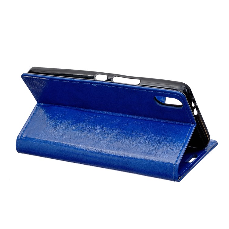 Verrücktes Pferd Brieftasche Leder Stand Telefon Abdeckung Für Samsung Galaxy A10E - Blau-2