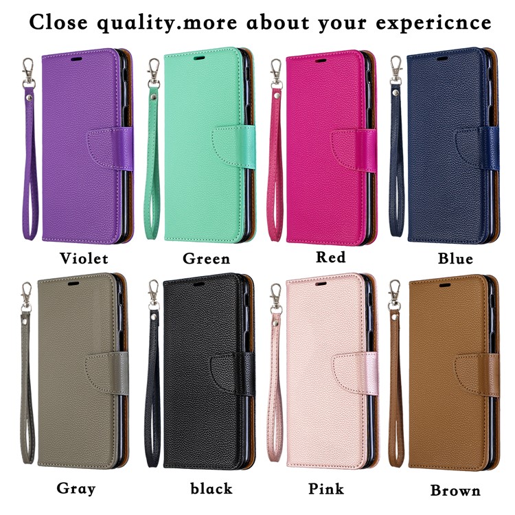 Litchi Texture PU Leather Phone Wallet Stand Cover Case for Samsung Galaxy J6 Plus (2018) - Rose-10