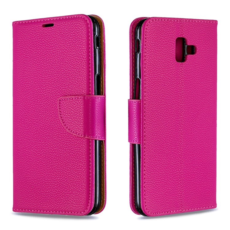 Litchi Texture PU Leather Phone Wallet Stand Cover Case for Samsung Galaxy J6 Plus (2018) - Rose-4