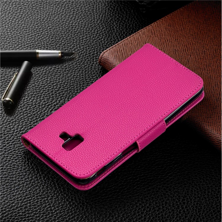 Litchi Texture PU Leather Phone Wallet Stand Cover Case for Samsung Galaxy J6 Plus (2018) - Rose-8