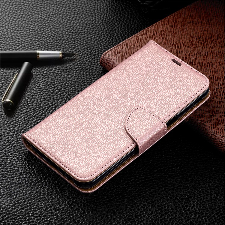 Litchi Texture PU Leather Phone Wallet Stand Cover Case for Samsung Galaxy J6 Plus (2018) - Rose Gold-7