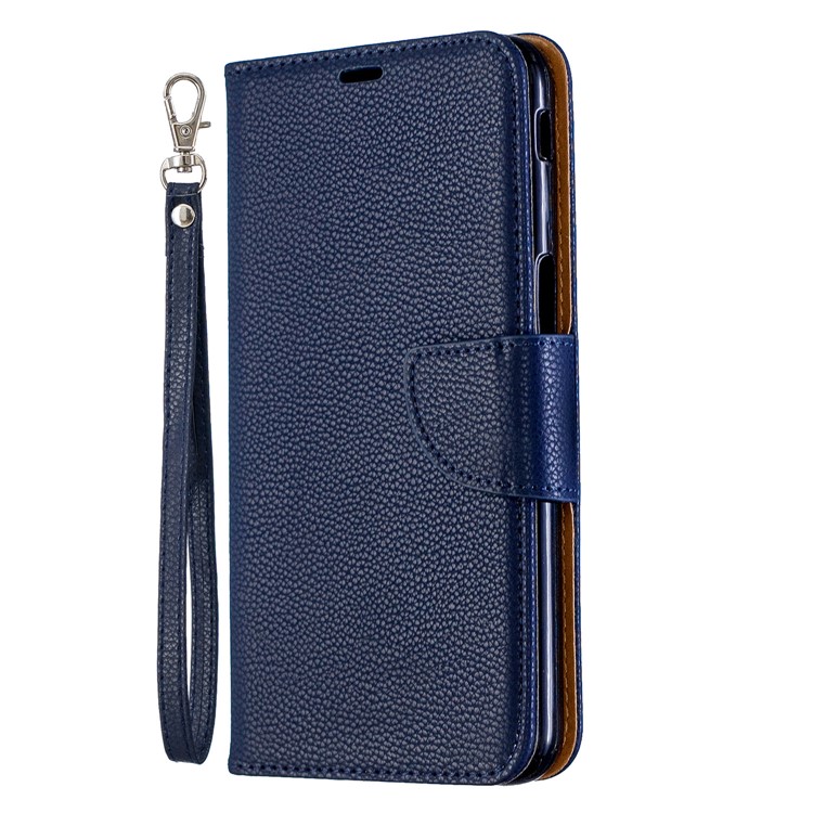 Litchi Texture PU Leather Phone Wallet Stand Cover Case for Samsung Galaxy J6 Plus (2018) - Dark Blue-2