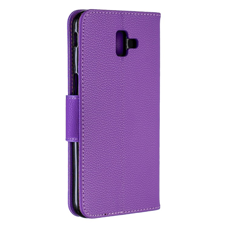 Litchi Texture PU Leather Phone Wallet Stand Cover Case for Samsung Galaxy J6 Plus (2018) - Purple-3