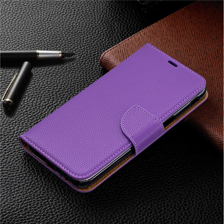 Litchi Texture PU Leather Phone Wallet Stand Cover Case for Samsung Galaxy J6 Plus (2018) - Purple-7
