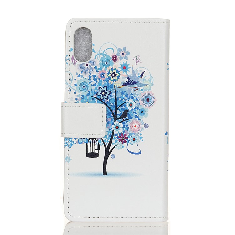 Patterned Printing Magnetic Wallet Leather Phone Cover for Samsung Galaxy A10e - Blue Tree-2