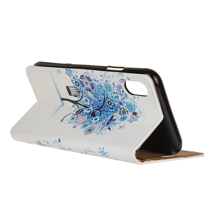 Patterned Printing Magnetic Wallet Leather Phone Cover for Samsung Galaxy A10e - Blue Tree-5