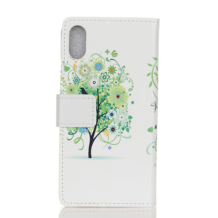 Patterned Printing Magnetic Wallet Leather Phone Cover for Samsung Galaxy A10e - Green Tree-2
