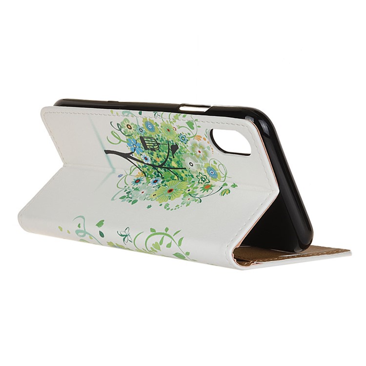 Patterned Printing Magnetic Wallet Leather Phone Cover for Samsung Galaxy A10e - Green Tree-5