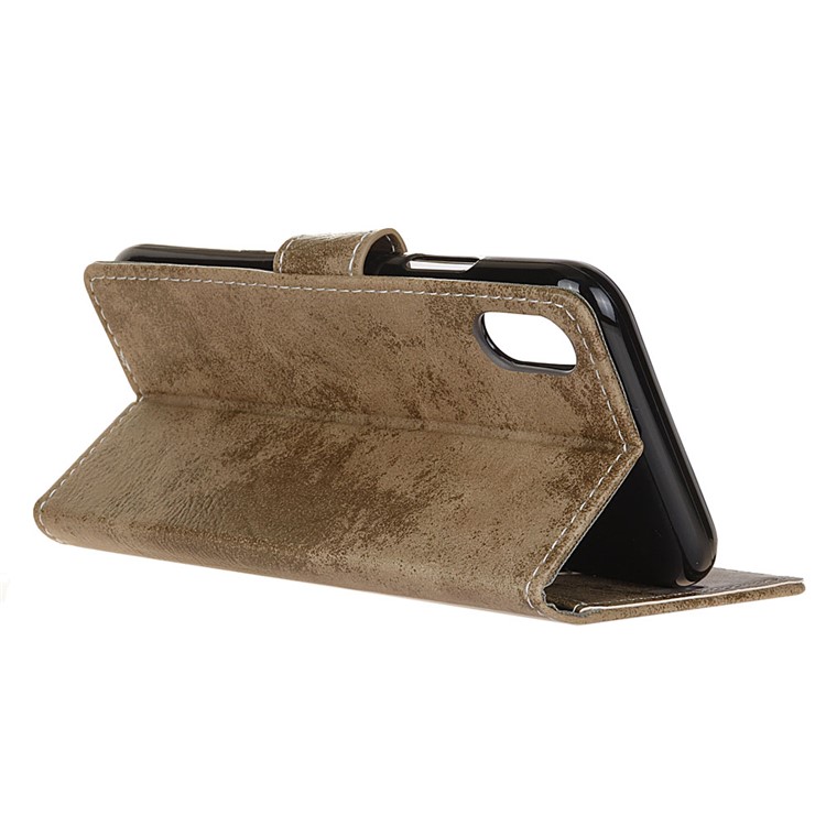 Vintage-Stil Leder Brieftasche Handyhülle Für Samsung Galaxy A10E - Khaki-4