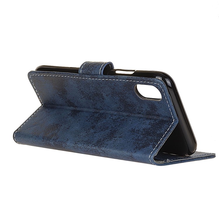 Vintage Style Leather Wallet Phone Case for Samsung Galaxy A10e - Blue-4