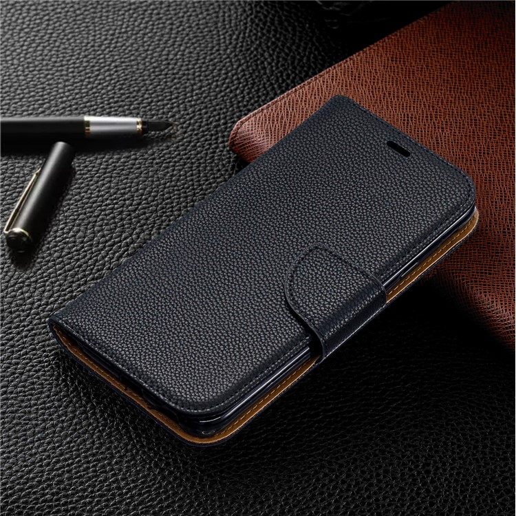 Litchi Texture PU Leather Phone Wallet Stand Cover Case for Samsung Galaxy J4 (2018) - Black-7