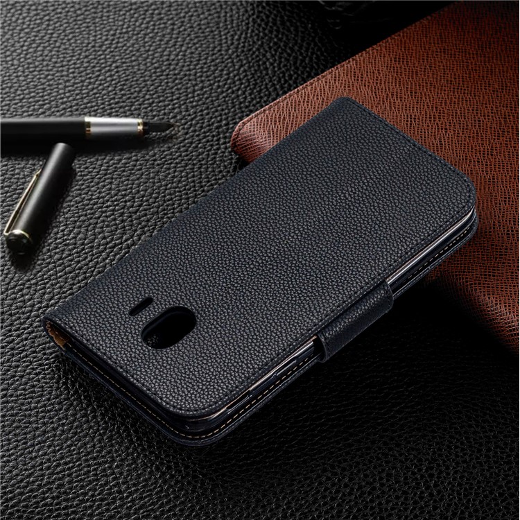 Litchi Texture PU Leather Phone Wallet Stand Cover Case for Samsung Galaxy J4 (2018) - Black-8