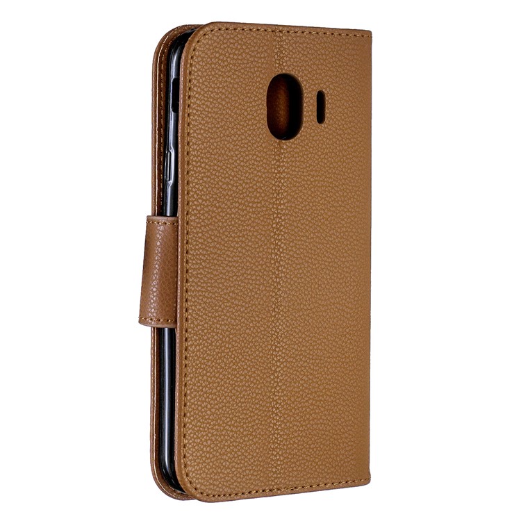 Litchi Texture PU Leather Phone Wallet Stand Cover Case for Samsung Galaxy J4 (2018) - Brown-3
