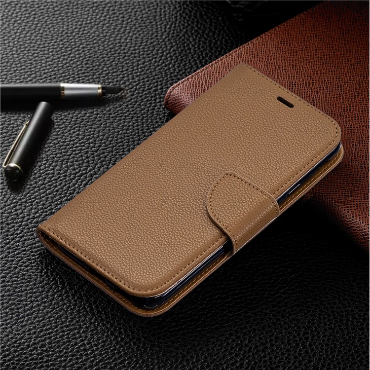 Litchi Texture PU Leather Phone Wallet Stand Cover Case for Samsung Galaxy J4 (2018) - Brown-7