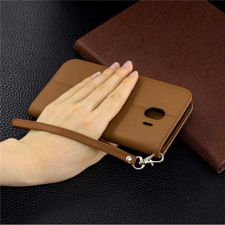 Litchi Texture PU Leather Phone Wallet Stand Cover Case for Samsung Galaxy J4 (2018) - Brown-9