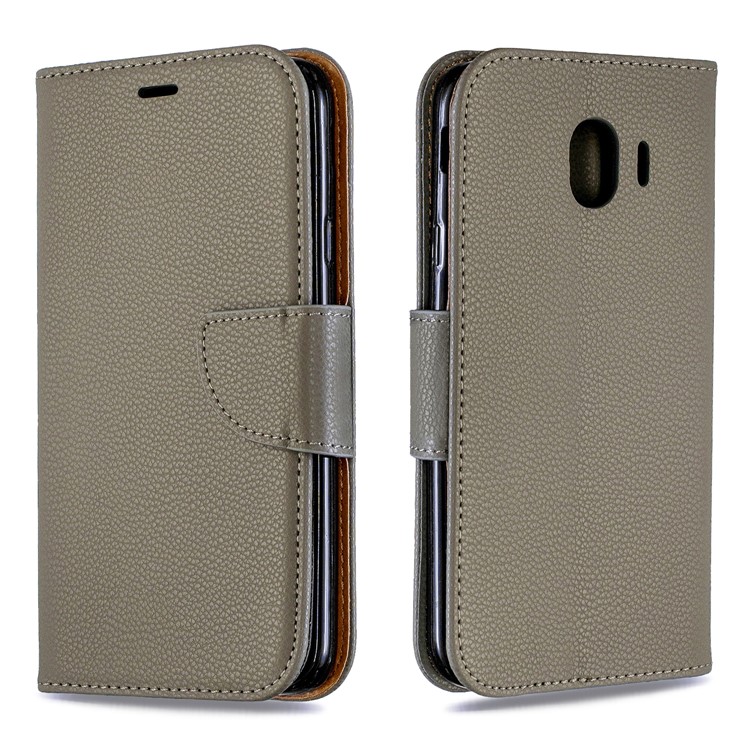 Litchi Texture PU Leather Phone Wallet Stand Cover Case for Samsung Galaxy J4 (2018) - Army Green-4
