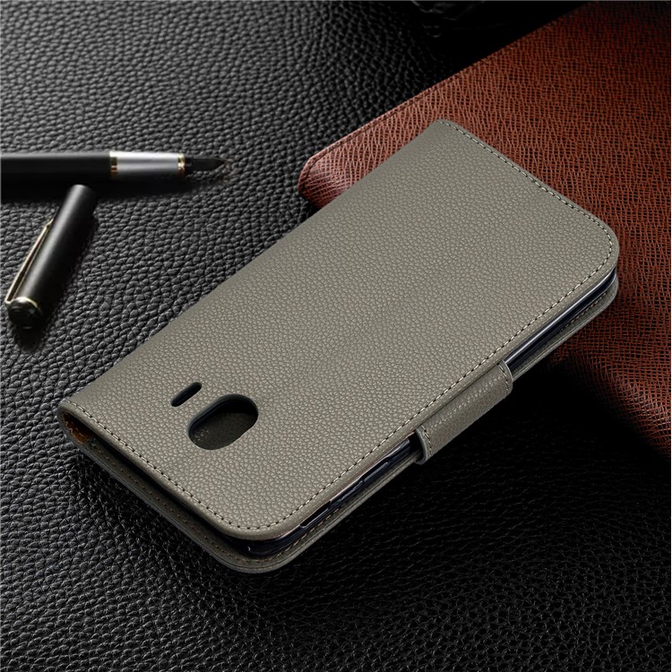 Litchi Texture PU Leather Phone Wallet Stand Cover Case for Samsung Galaxy J4 (2018) - Army Green-8