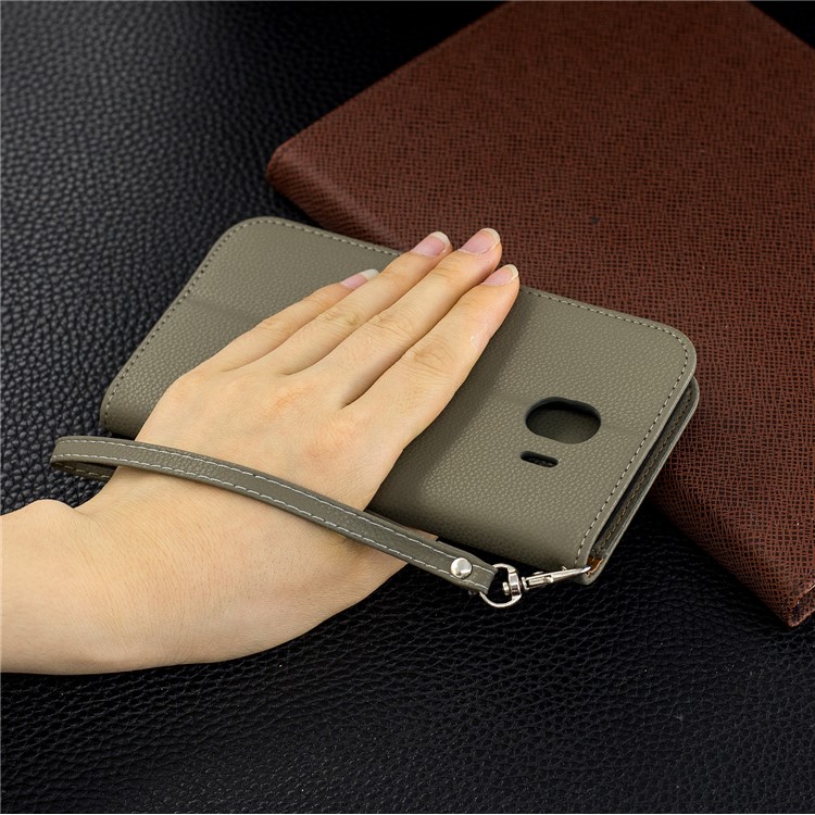 Litchi Texture PU Leather Phone Wallet Stand Cover Case for Samsung Galaxy J4 (2018) - Army Green-9