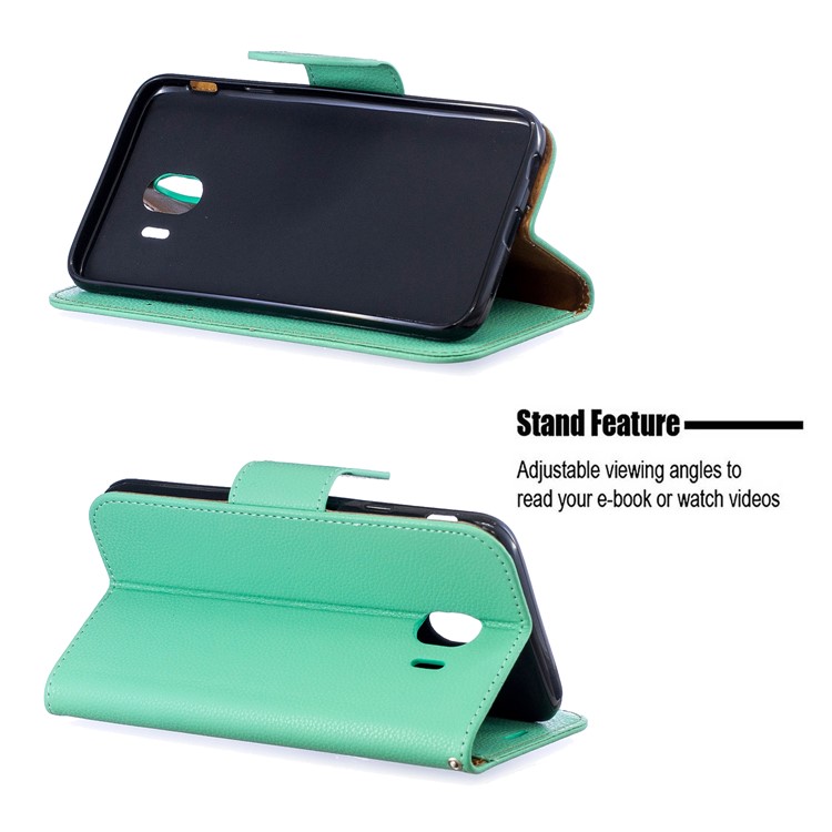 Litchi Texture PU Leather Phone Wallet Stand Cover Case for Samsung Galaxy J4 (2018) - Green-5