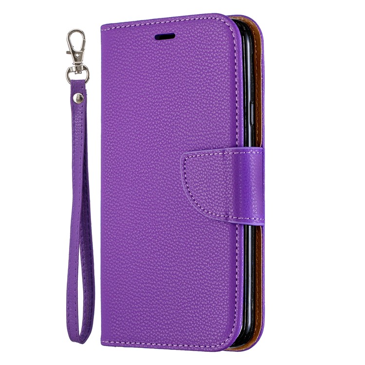 Litschi Textur PU Leder Telefon Brieftasche Ständer Abdeckung Fall Für Samsung Galaxy J4 (2018) - Lila-2