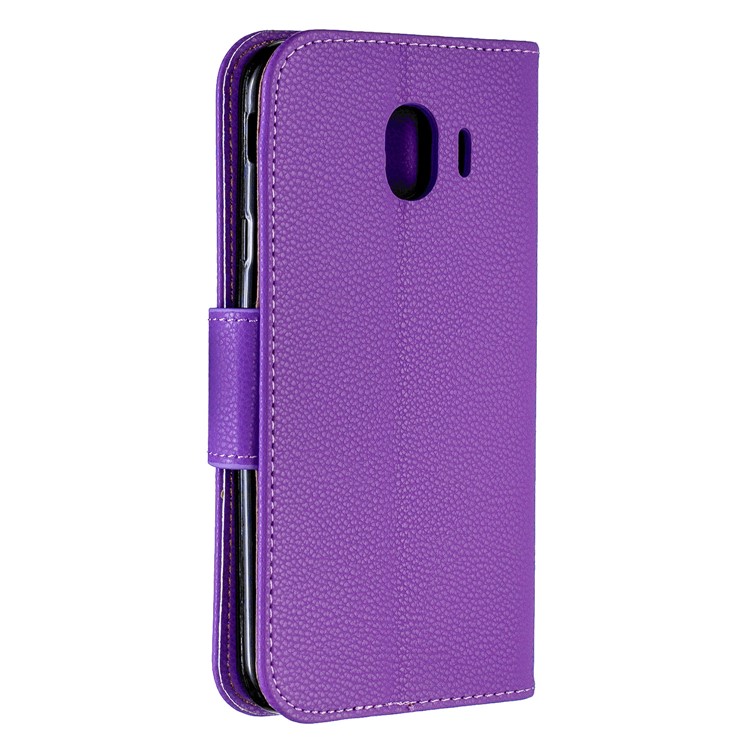 Litschi Textur PU Leder Telefon Brieftasche Ständer Abdeckung Fall Für Samsung Galaxy J4 (2018) - Lila-3