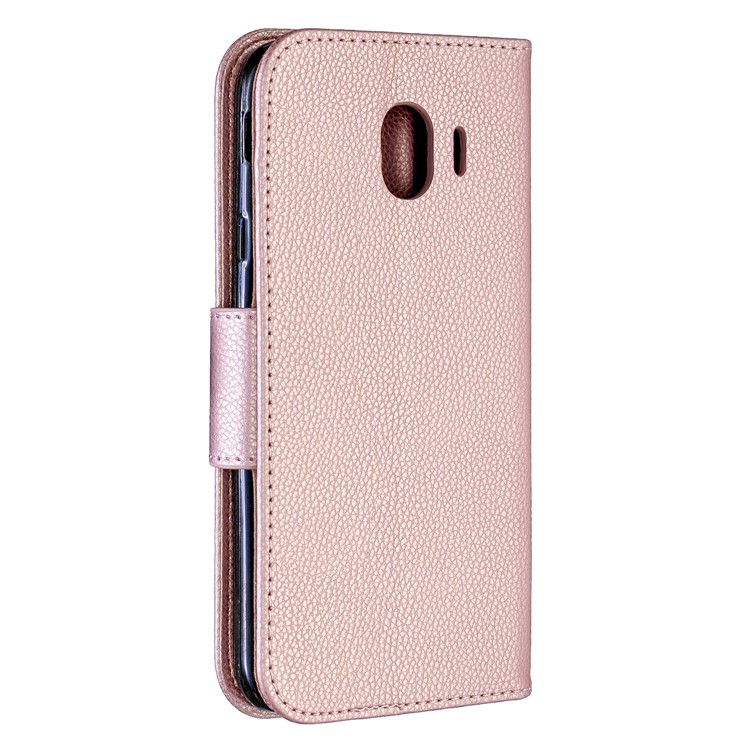 Funda Con Soporte De Piel De PU De Textura De Litchi, Funda Para Samsung Galaxy J4 (2018) - Oro Rosa-3