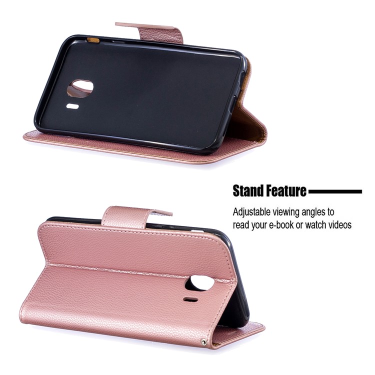 Funda Con Soporte De Piel De PU De Textura De Litchi, Funda Para Samsung Galaxy J4 (2018) - Oro Rosa-5