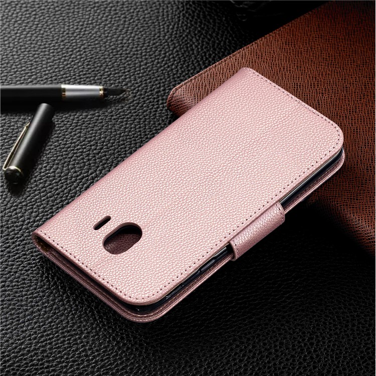 Funda Con Soporte De Piel De PU De Textura De Litchi, Funda Para Samsung Galaxy J4 (2018) - Oro Rosa-8
