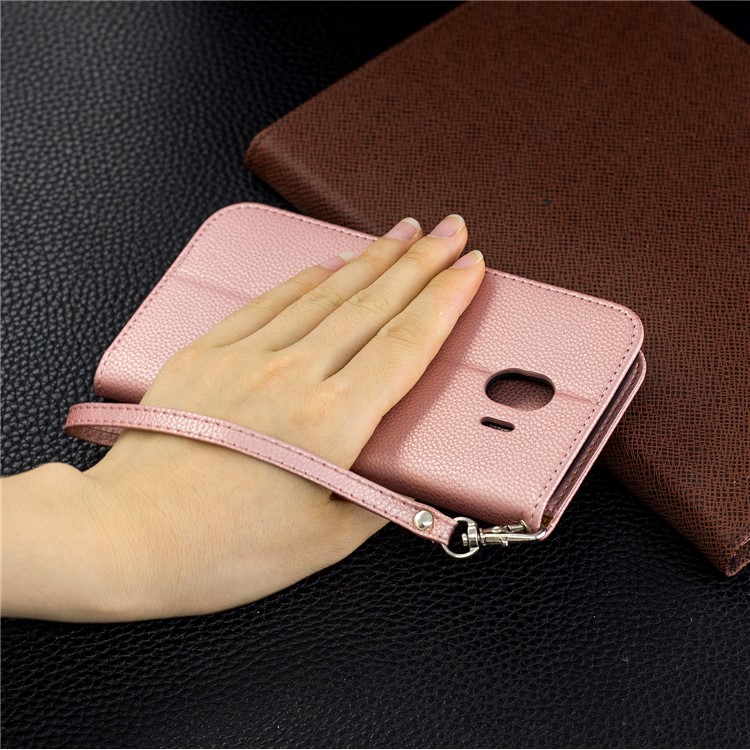 Funda Con Soporte De Piel De PU De Textura De Litchi, Funda Para Samsung Galaxy J4 (2018) - Oro Rosa-9