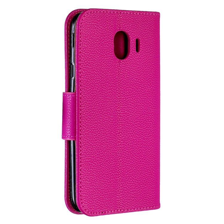 Litchi Texture PU Leather Phone Wallet Stand Cover Case for Samsung Galaxy J4 (2018) - Rose-3