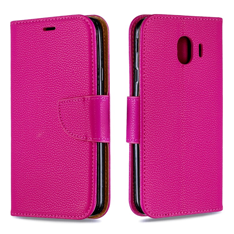 Litchi Texture PU Leather Phone Wallet Stand Cover Case for Samsung Galaxy J4 (2018) - Rose-4