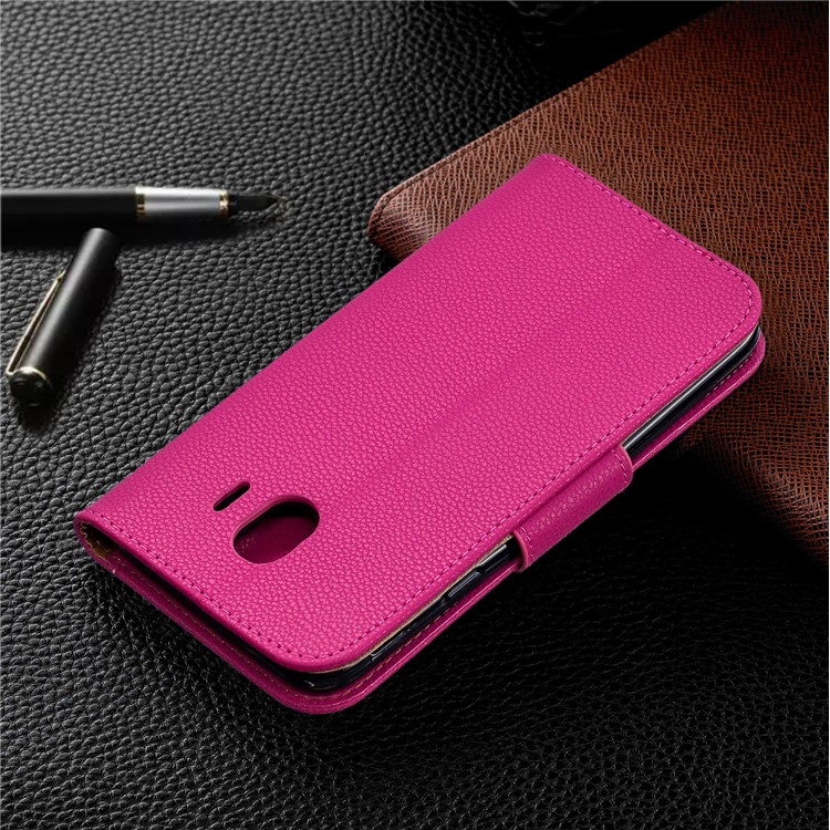 Litchi Texture PU Leather Phone Wallet Stand Cover Case for Samsung Galaxy J4 (2018) - Rose-8