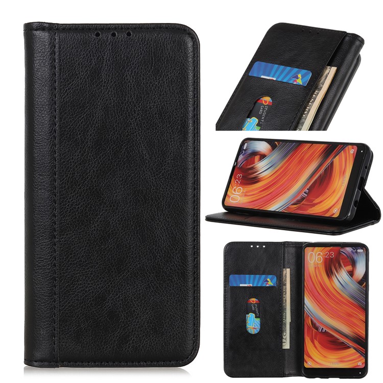 Auto-absorbed Litchi Texture Split Leather Phone Case for Samsung Galaxy A10e - Black-1