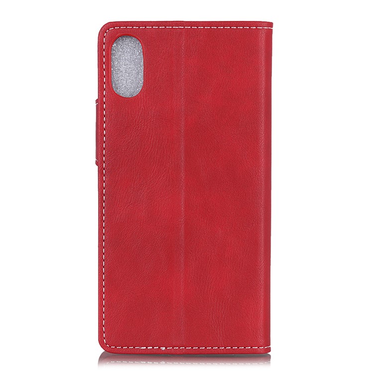 S Shape Textured Wallet PU Leather Cell Phone Cover for Samsung Galaxy A10e - Red-3