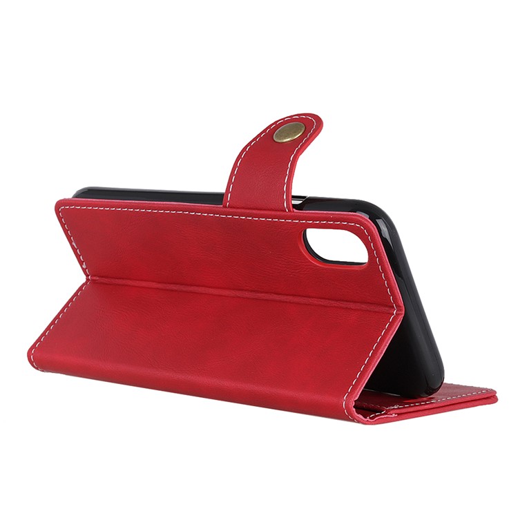 S Shape Textured Wallet PU Leather Cell Phone Cover for Samsung Galaxy A10e - Red-4