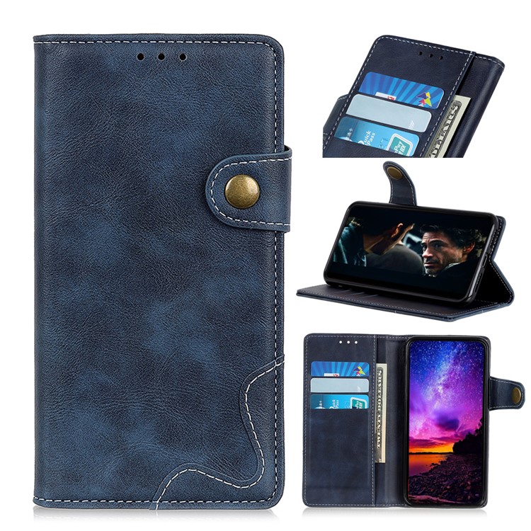 S Shape Textured Wallet PU Leather Cell Phone Cover for Samsung Galaxy A10e - Blue-1