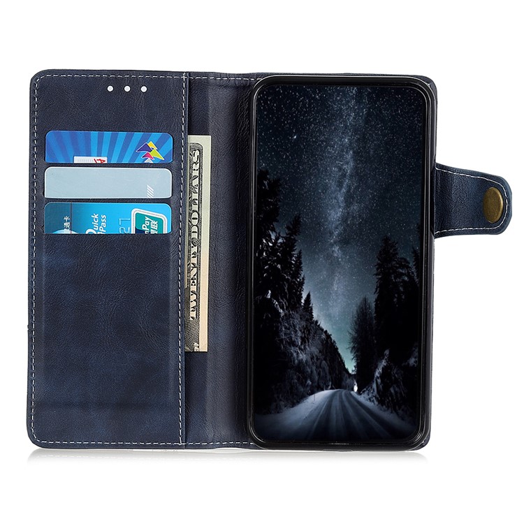 S Shape Textured Wallet PU Leather Cell Phone Cover for Samsung Galaxy A10e - Blue-11