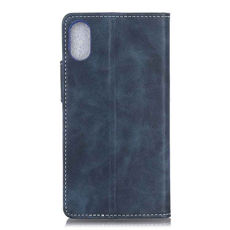 S Shape Textured Wallet PU Leather Cell Phone Cover for Samsung Galaxy A10e - Blue-3